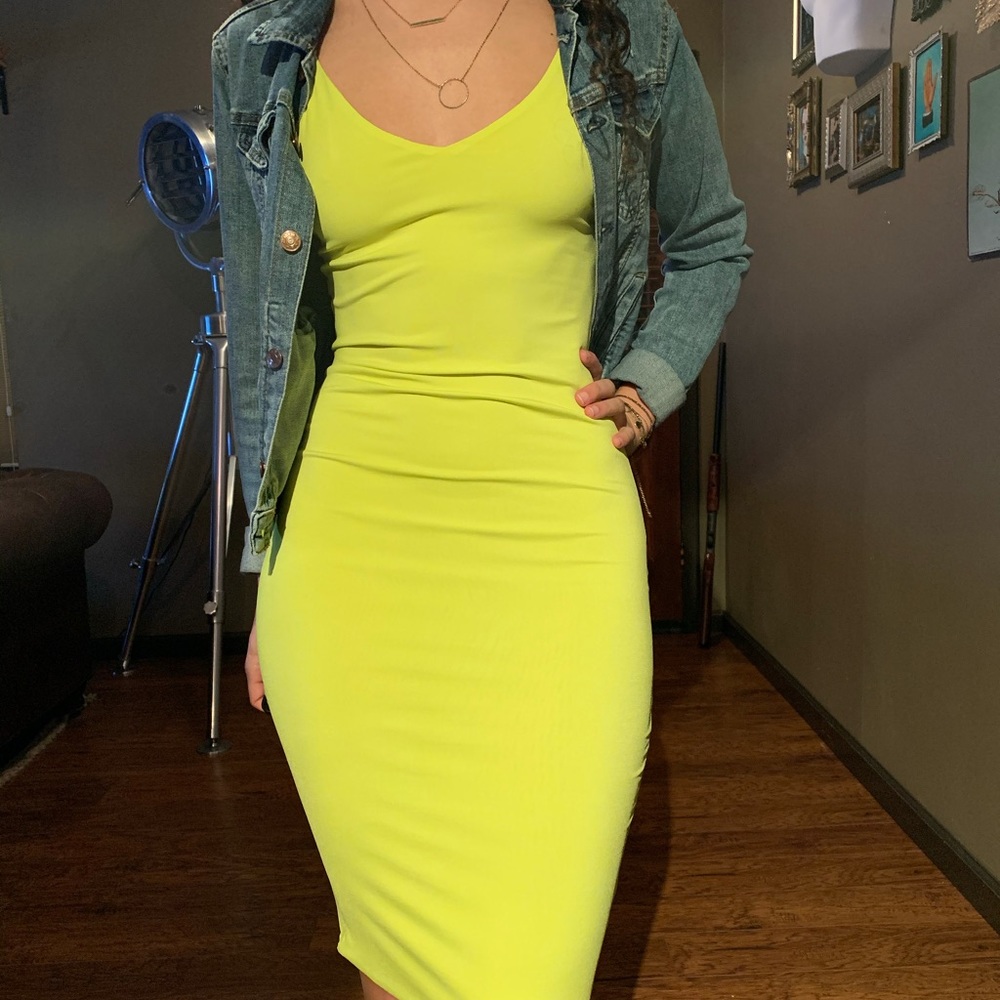 Fashion nova midi dress neon yellow